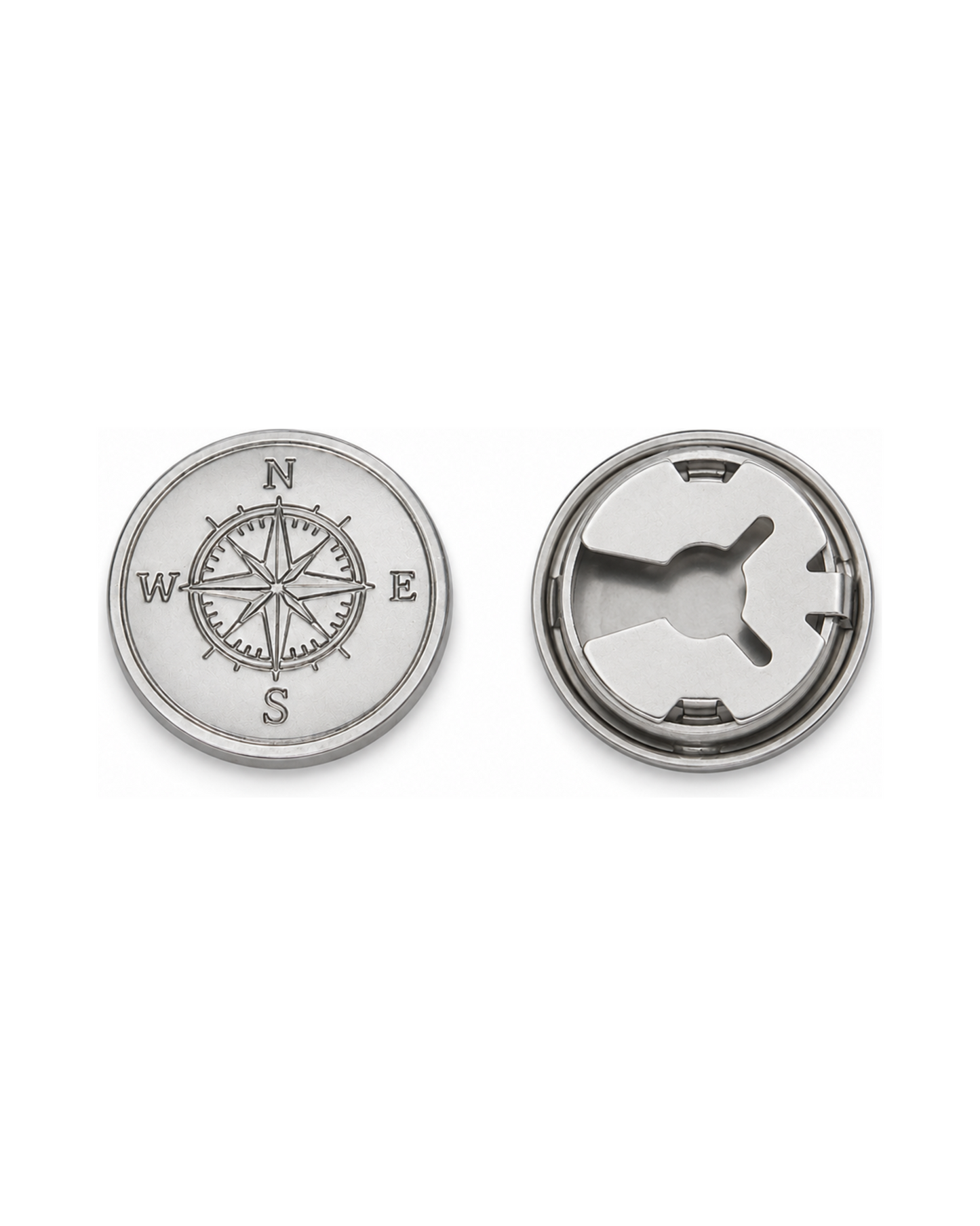Compass Silver Button Cover | One set