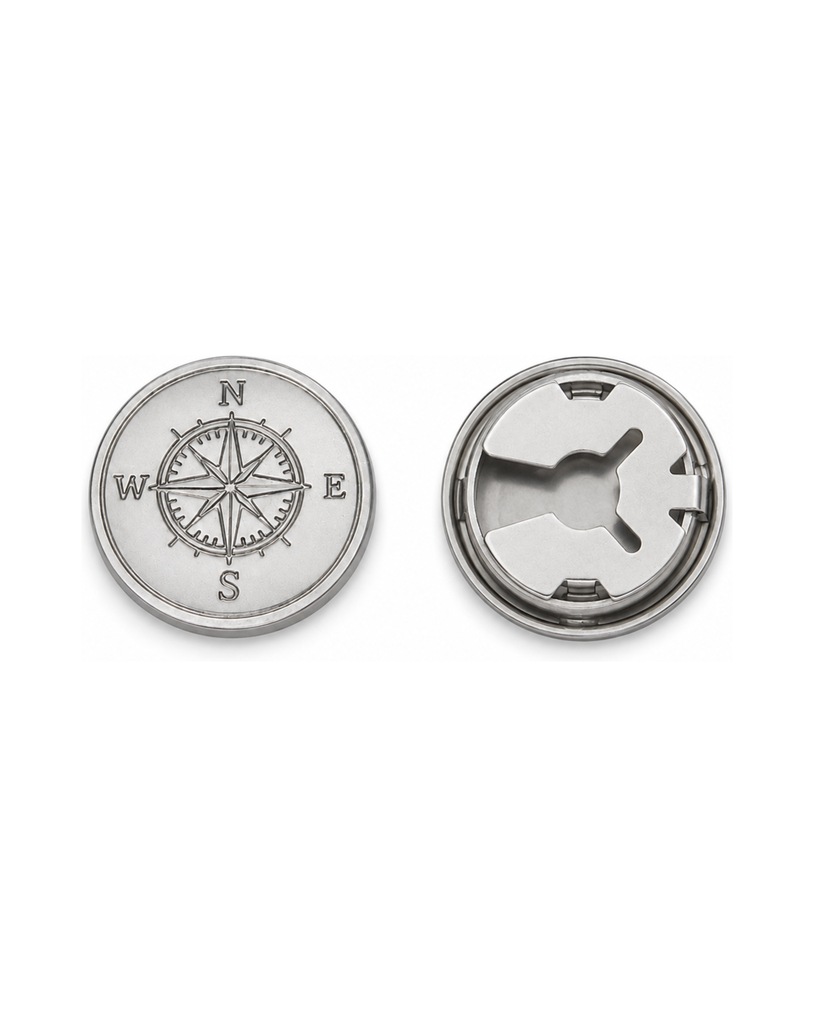 Compass Silver Button Cover | One set
