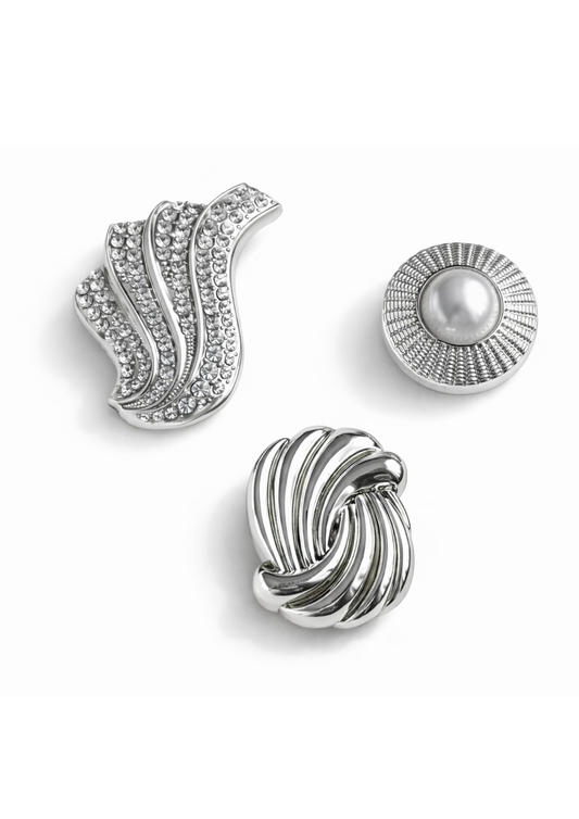 The Modern set- 3 Silver Button Covers