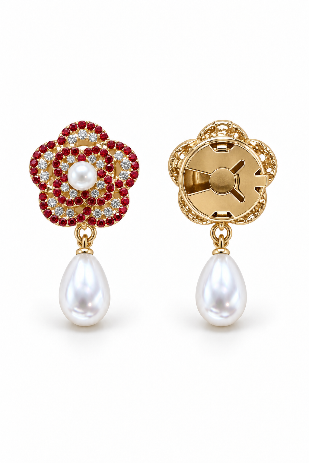 Camille Red button cover front and back