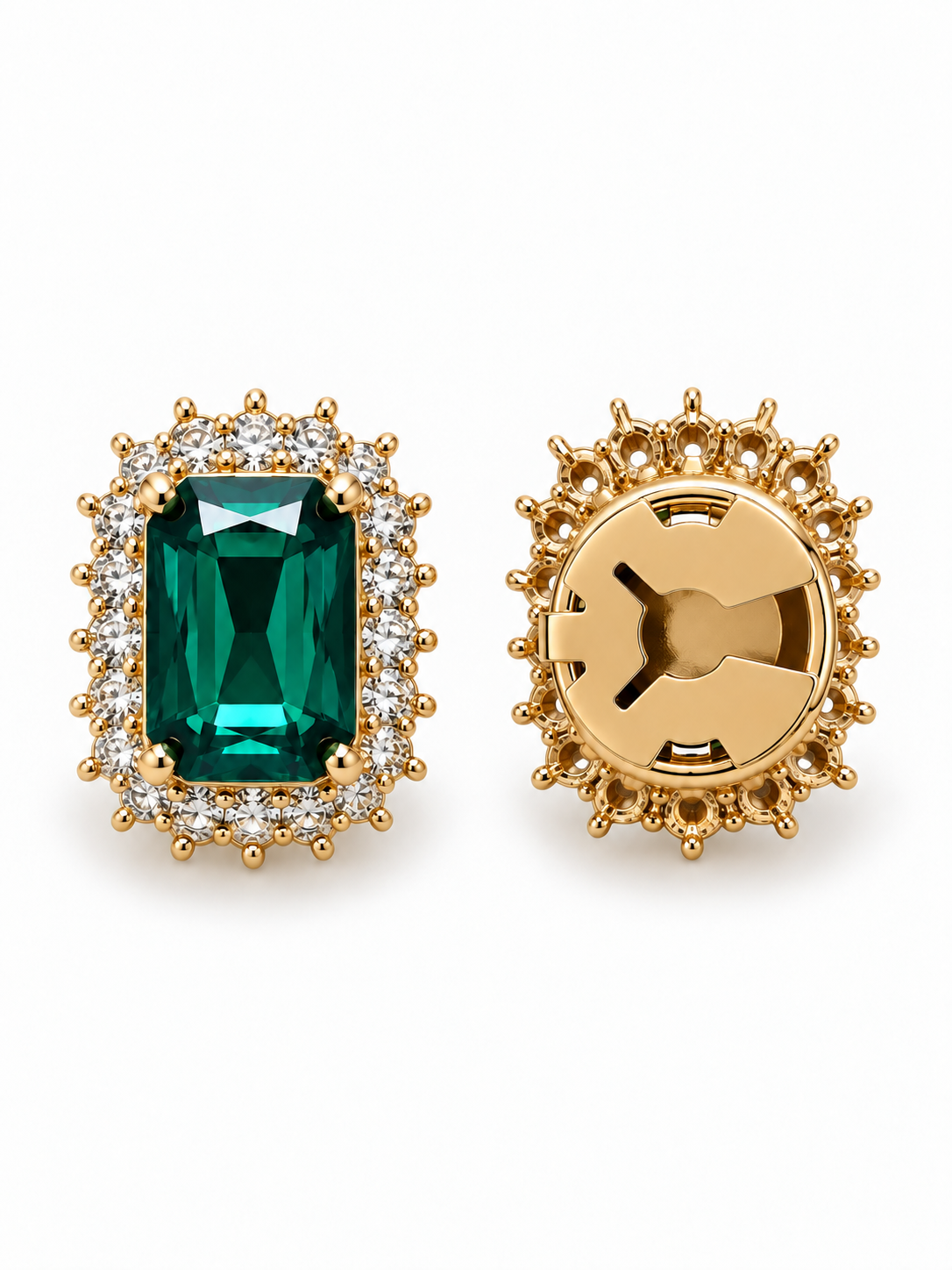 Grace Emerald button cover front and back