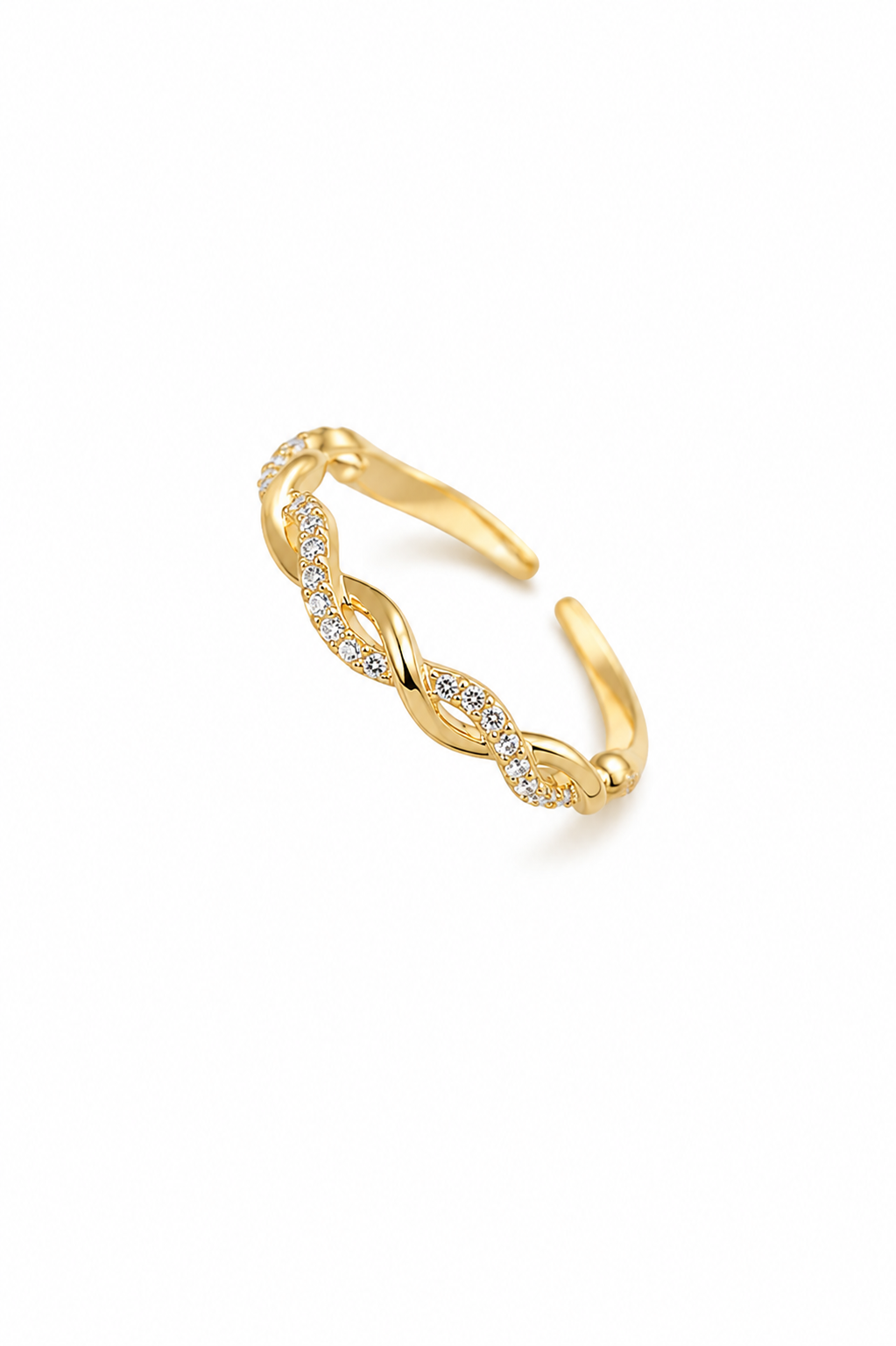 Braided Crystal Ring in gold
