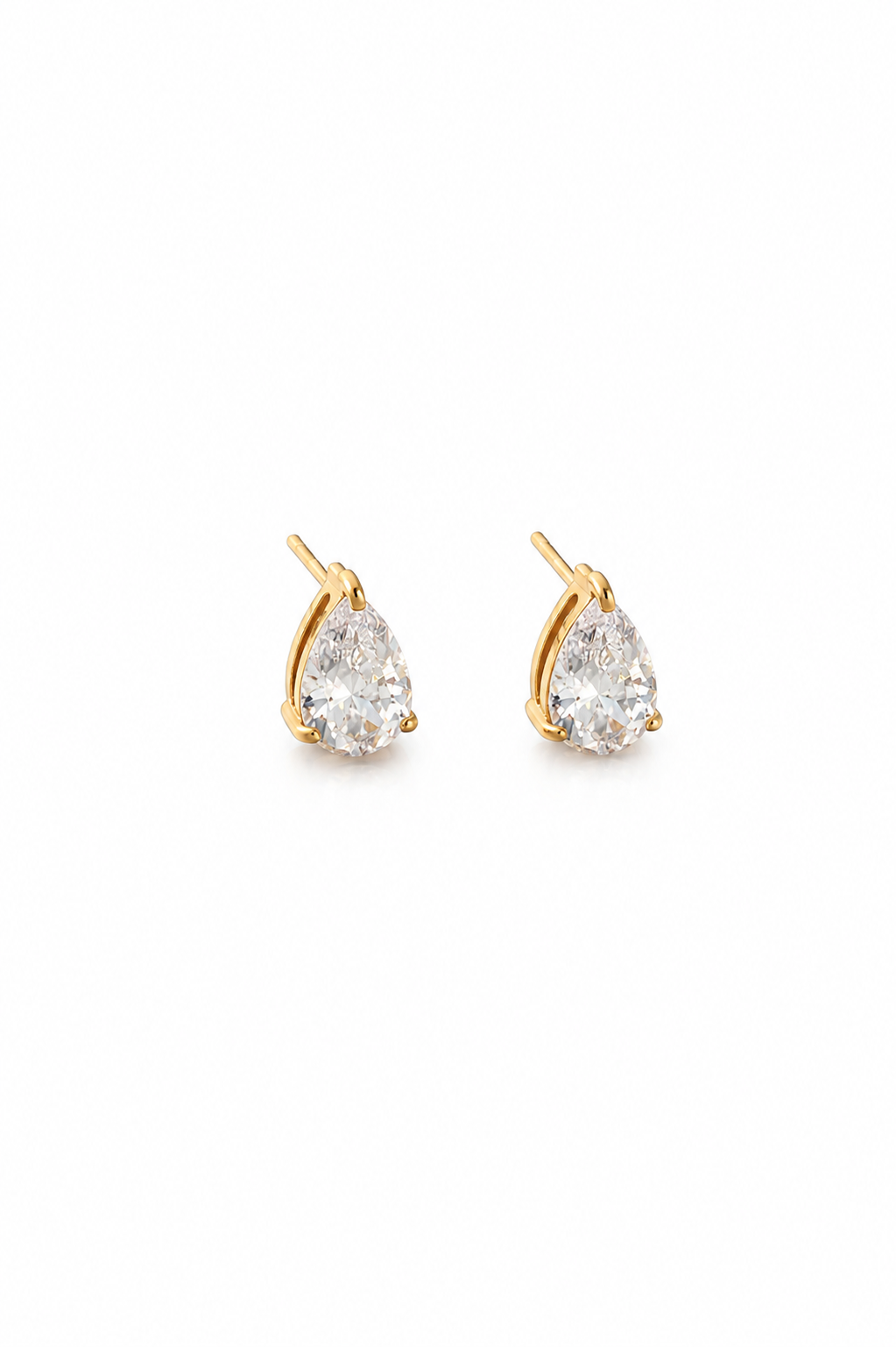 Teardrop Crystal Studs in gold