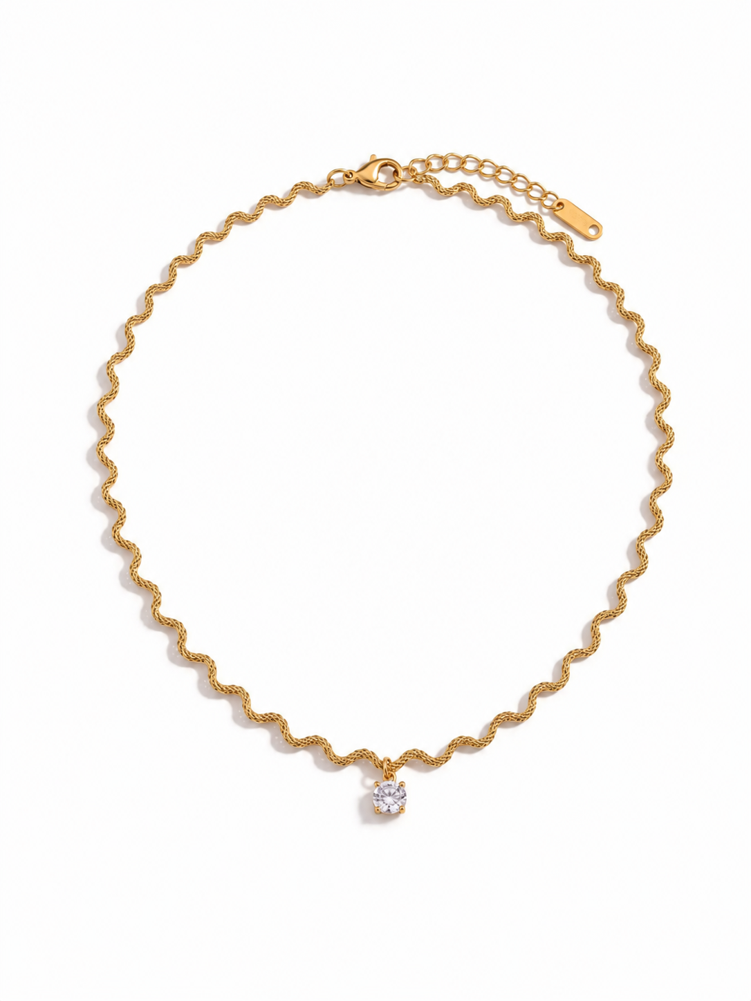 Wave Crystal Necklace in gold