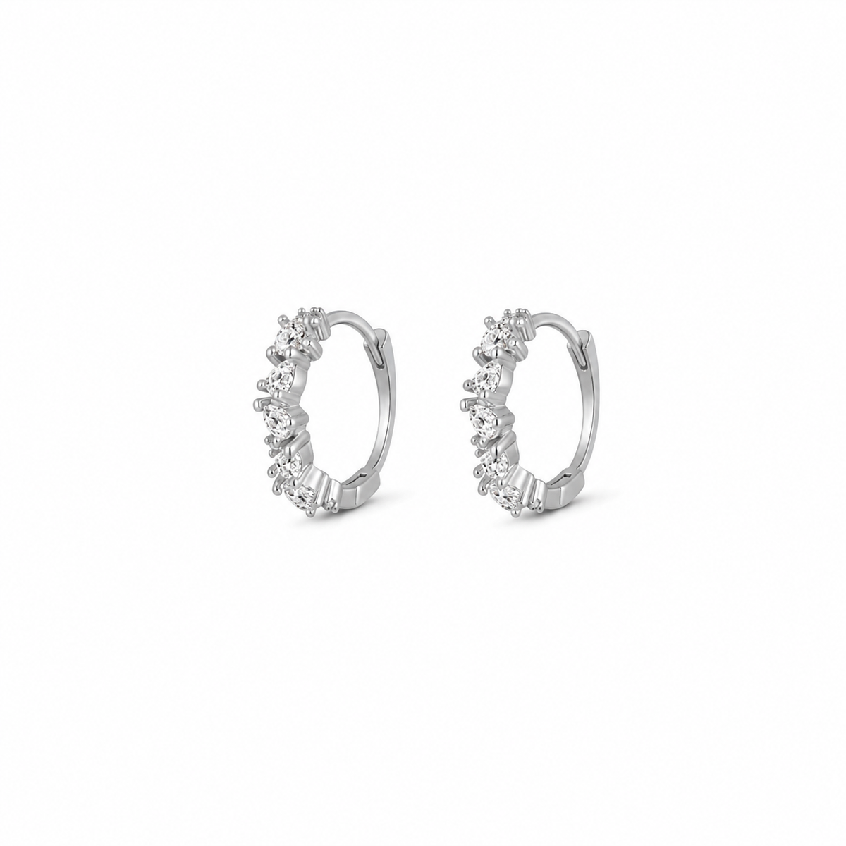 Crystal Cluster Huggies in silver