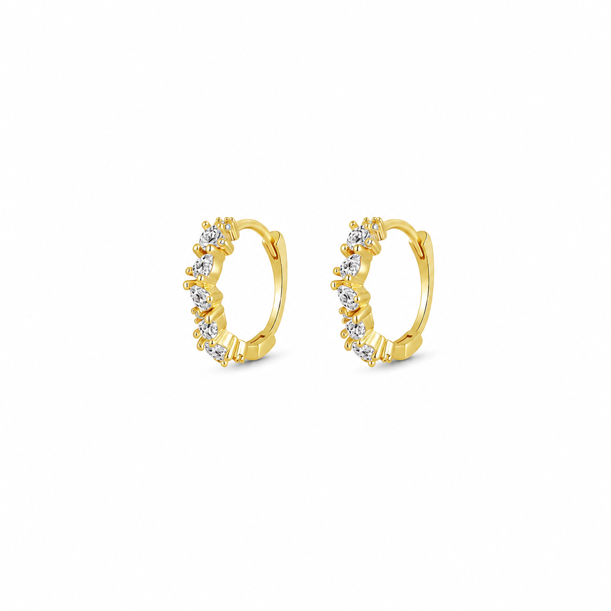 Crystal Cluster Huggies in gold