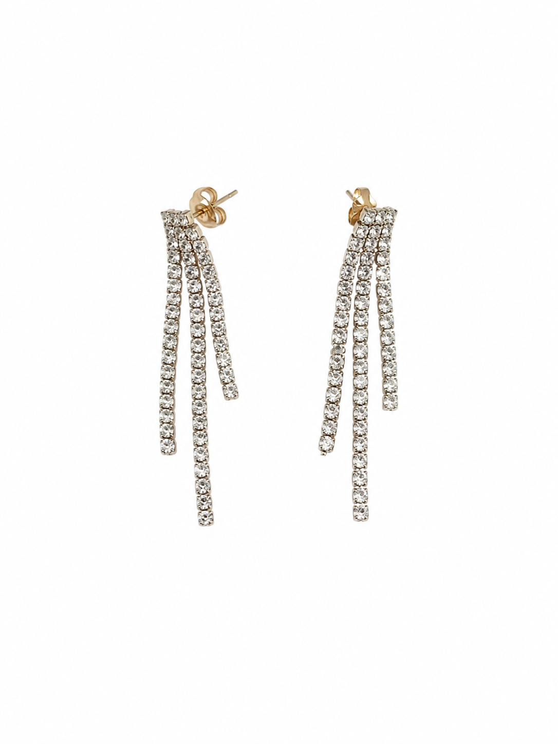 Crystal Strand Earrings in gold