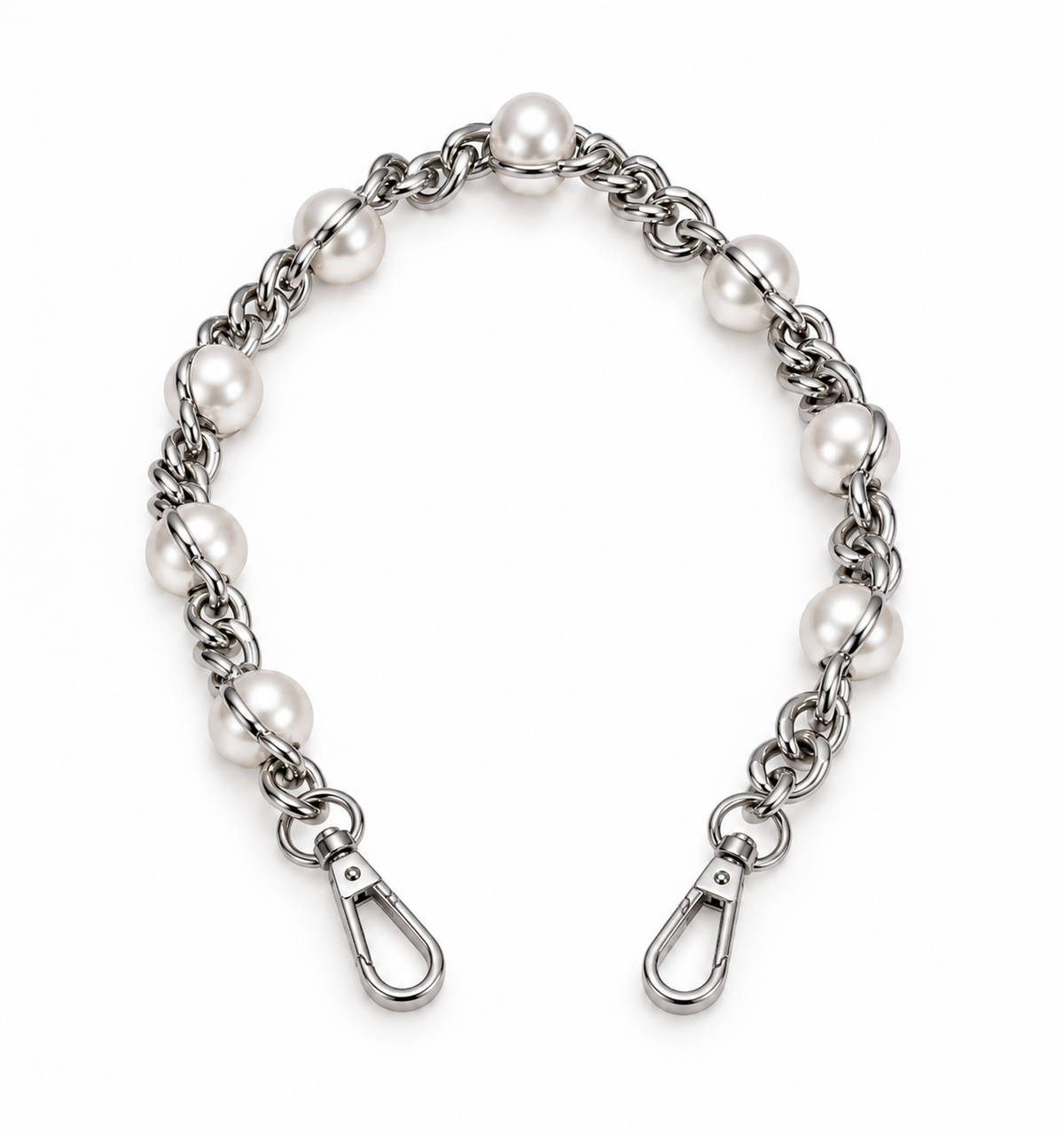 Pearl Chain Bag Strap silver