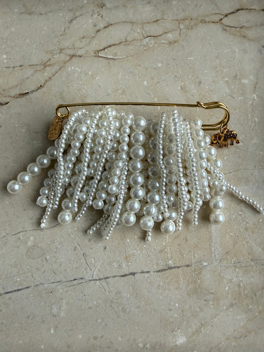 Pearl Brooch gold large