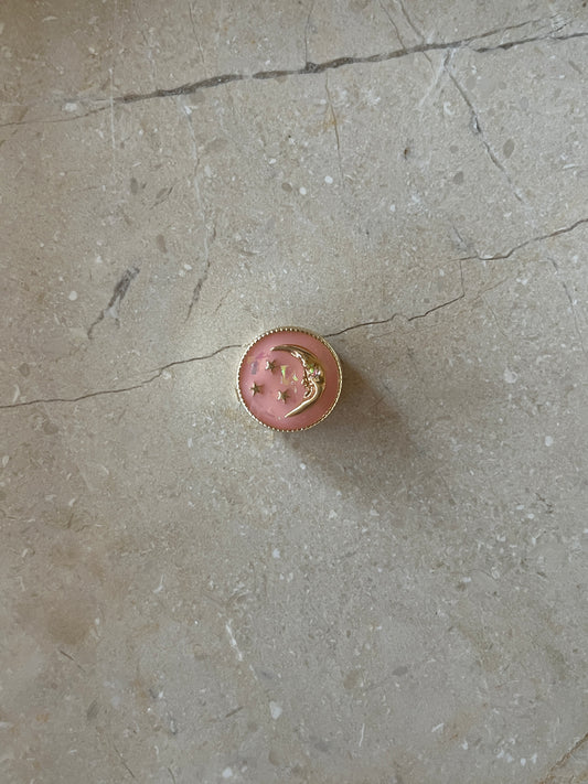 Moon button cover pink