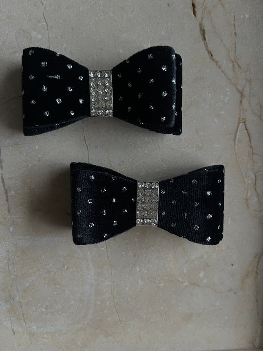 Velvet Dots Bow Shoe Buckles