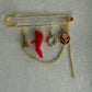 Vintage Charms Brooch gold large