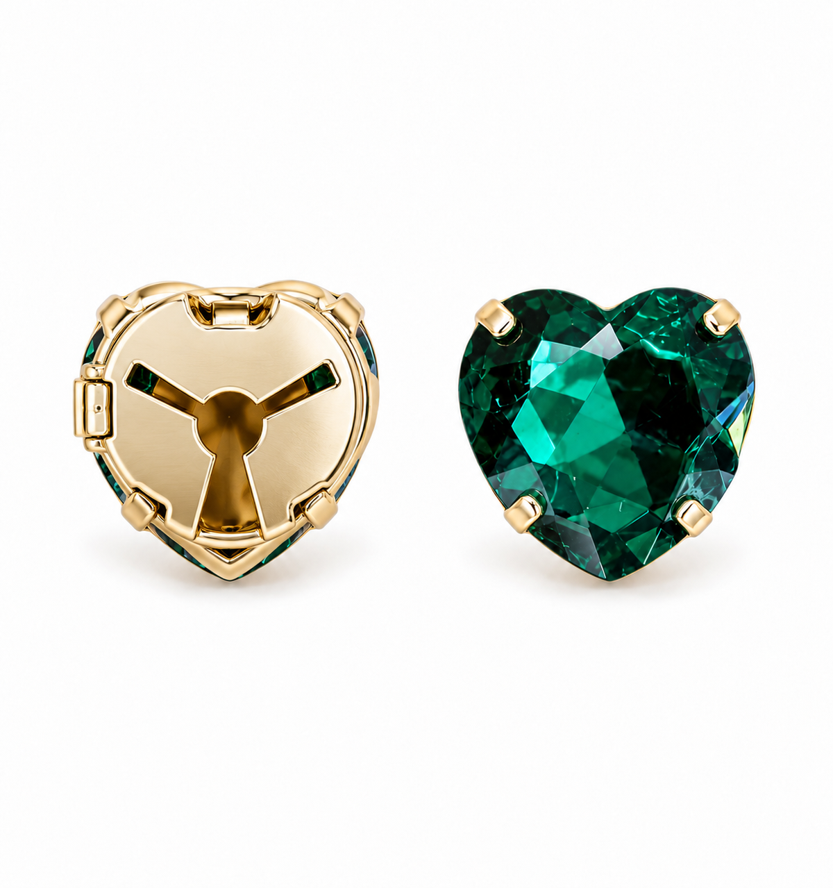 Vintage Emerald Heart button cover | One set