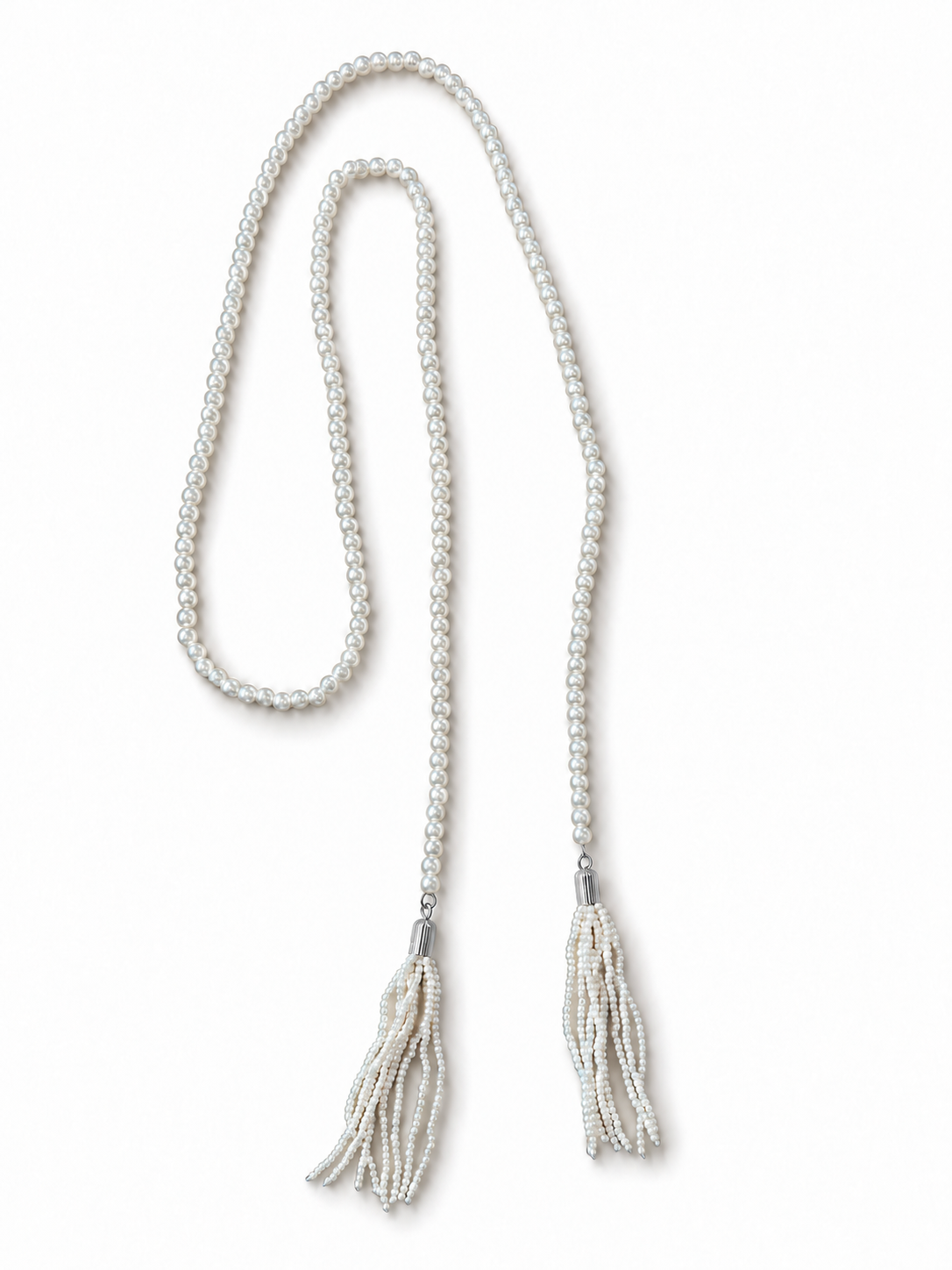 Pearl Tassel Necklace – Silver